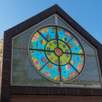 Unique stained glass window designed for the BioMakery at the Koningshoeven Abbey